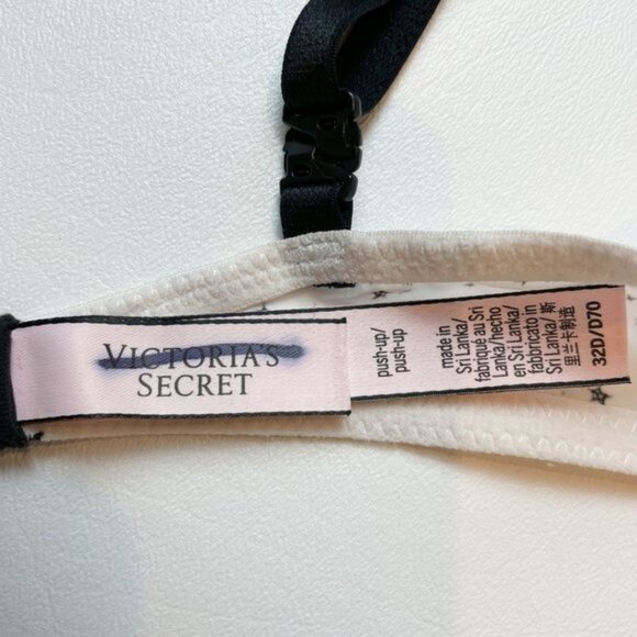 NWOT Victoria's Secret Bra 32D Push-Up White Black Stars B1457 - Picture 6 of 7